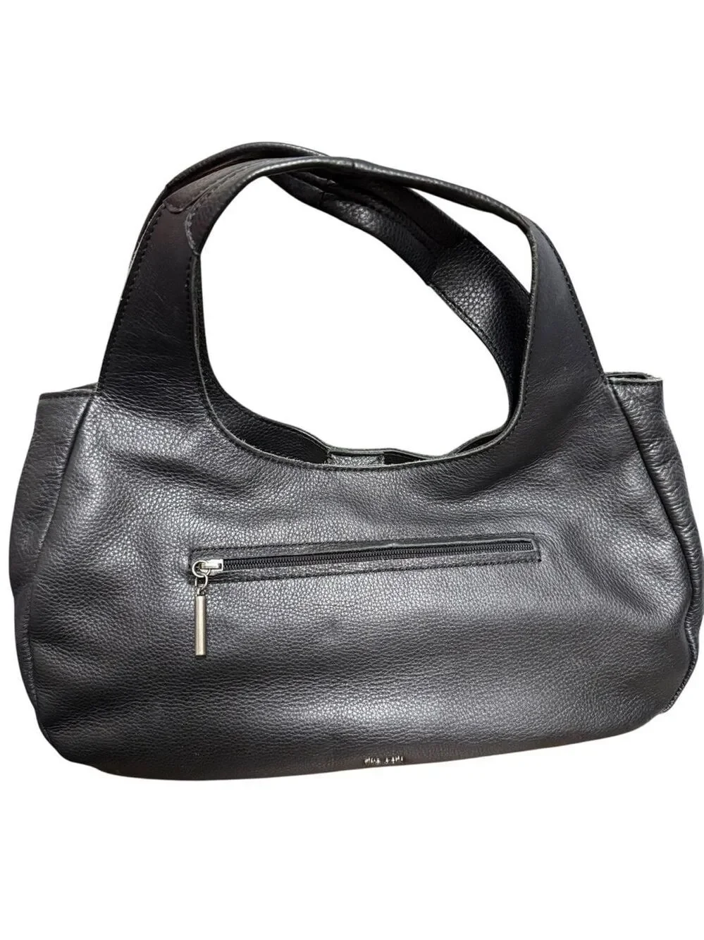 The Sak Rylan Black Leather Shoulder Bag – Pebbled Leather, Zip & Magnetic Closu